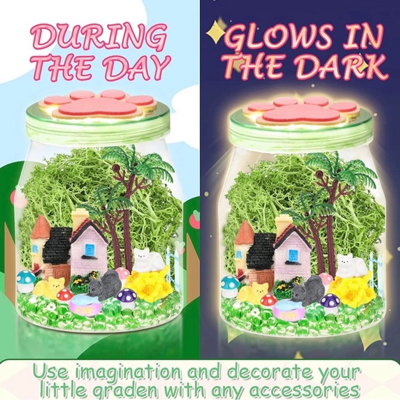 Light Up Cat Terrarium Kit DIY Night Light Activities Kits Arts & Craft - Picture 3 of 11
